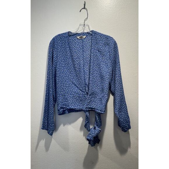 ROLLA'S Tops - Rolla’s Wrap Top Size Medium Delilah Floral French Blue Lightweight READ